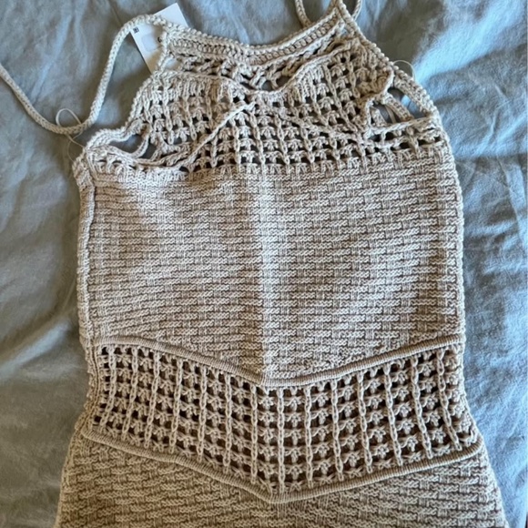 ZARA New W Tags Knit crochet Fringe Midi Dress Size Small - Picture 4 of 7
